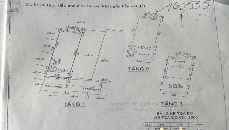 Bán nhà Đ. số 1 Phường 16 Q. Gò Vấp, 3 tầng, giá chỉ 5.x tỷ